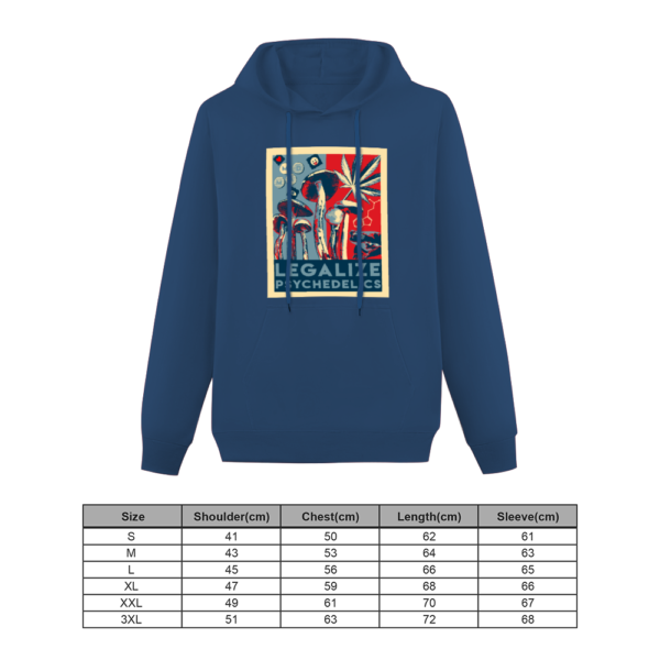 Legalize Psychedelics Unisex Blue Hoodie - Image 3
