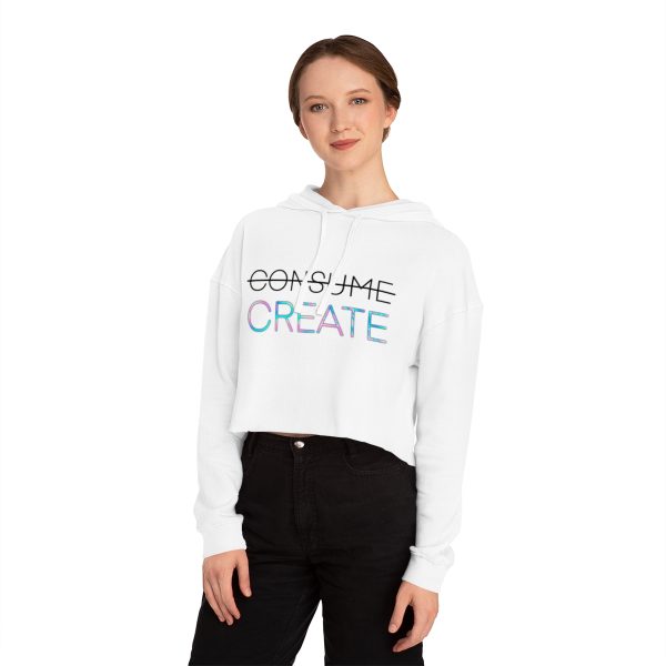 "Create" Women’s Cropped Hooded Sweatshirt - Image 3